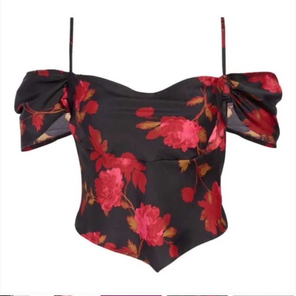NWT Free People Cassandra Floral Red and Black Top Whimsigoth XS